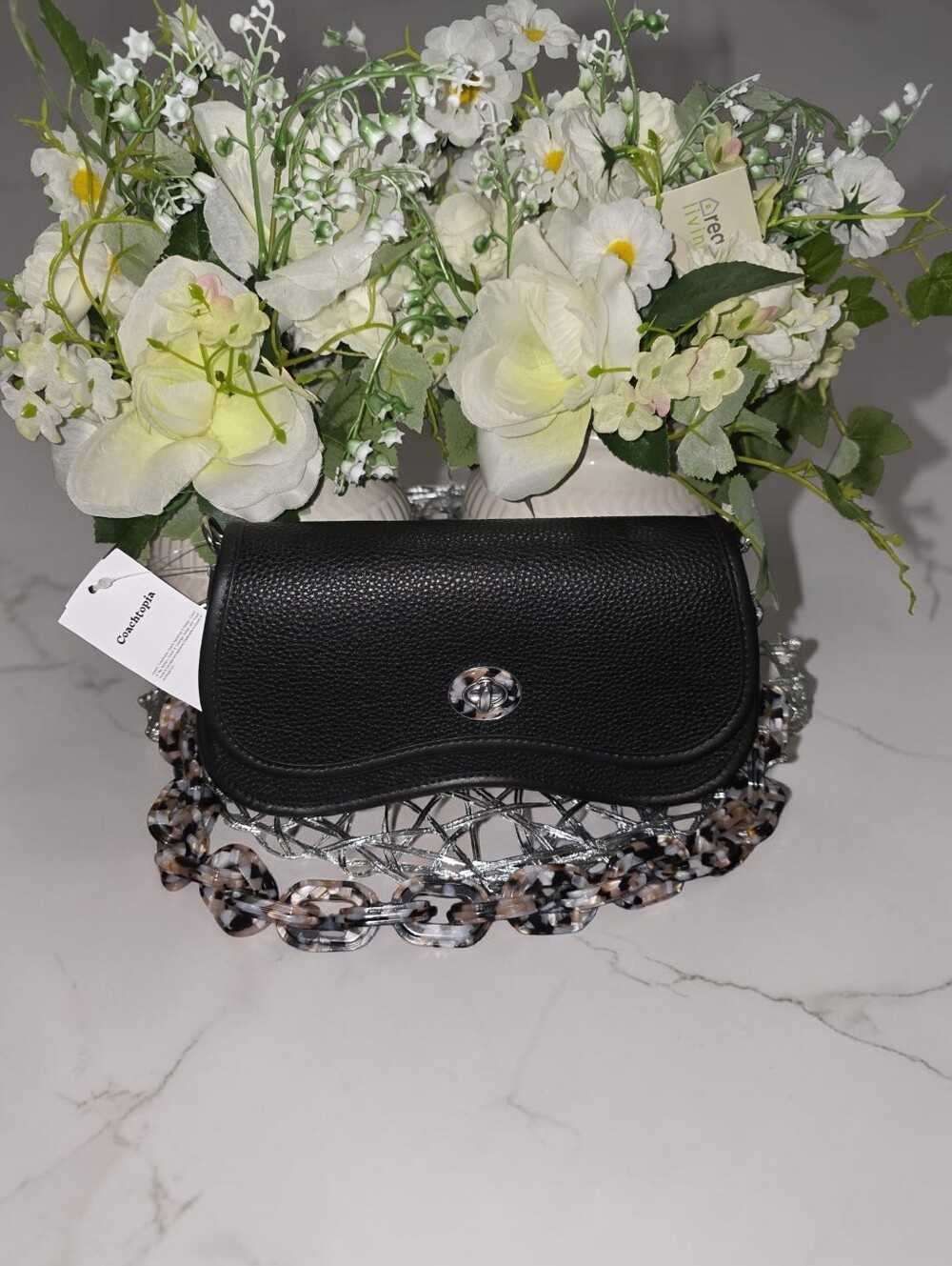 Coach Coachtopia Nwt Wavy Dinky Black Leather Shoulder Crossbody Bag - Picture 2 of 12